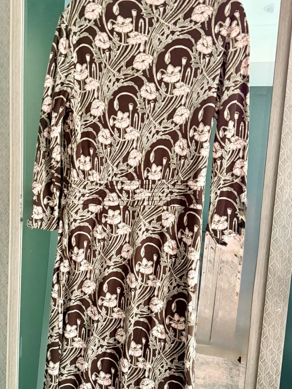 Tory Burch Brown Dress with Light Pink Floral Print
